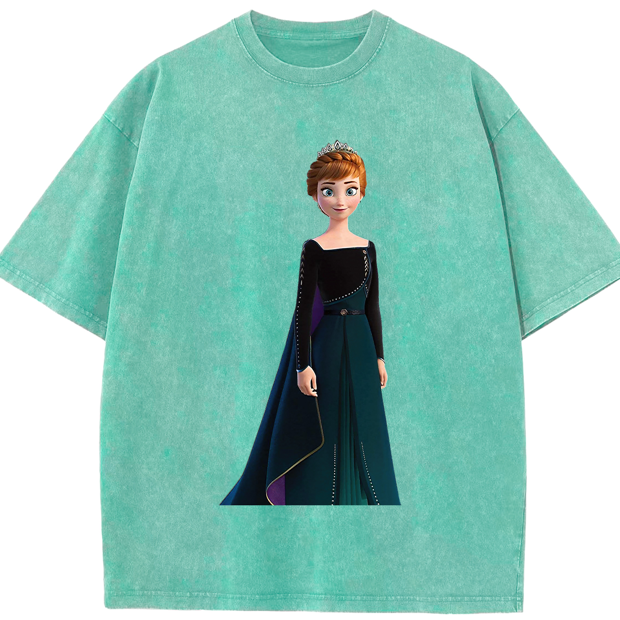 （画像用） アナと雪の女王 アンナ エルサ Frozen Anna Elsa 綿100% ヴィンテージ風 半袖Tシャツ（フロントプリント）